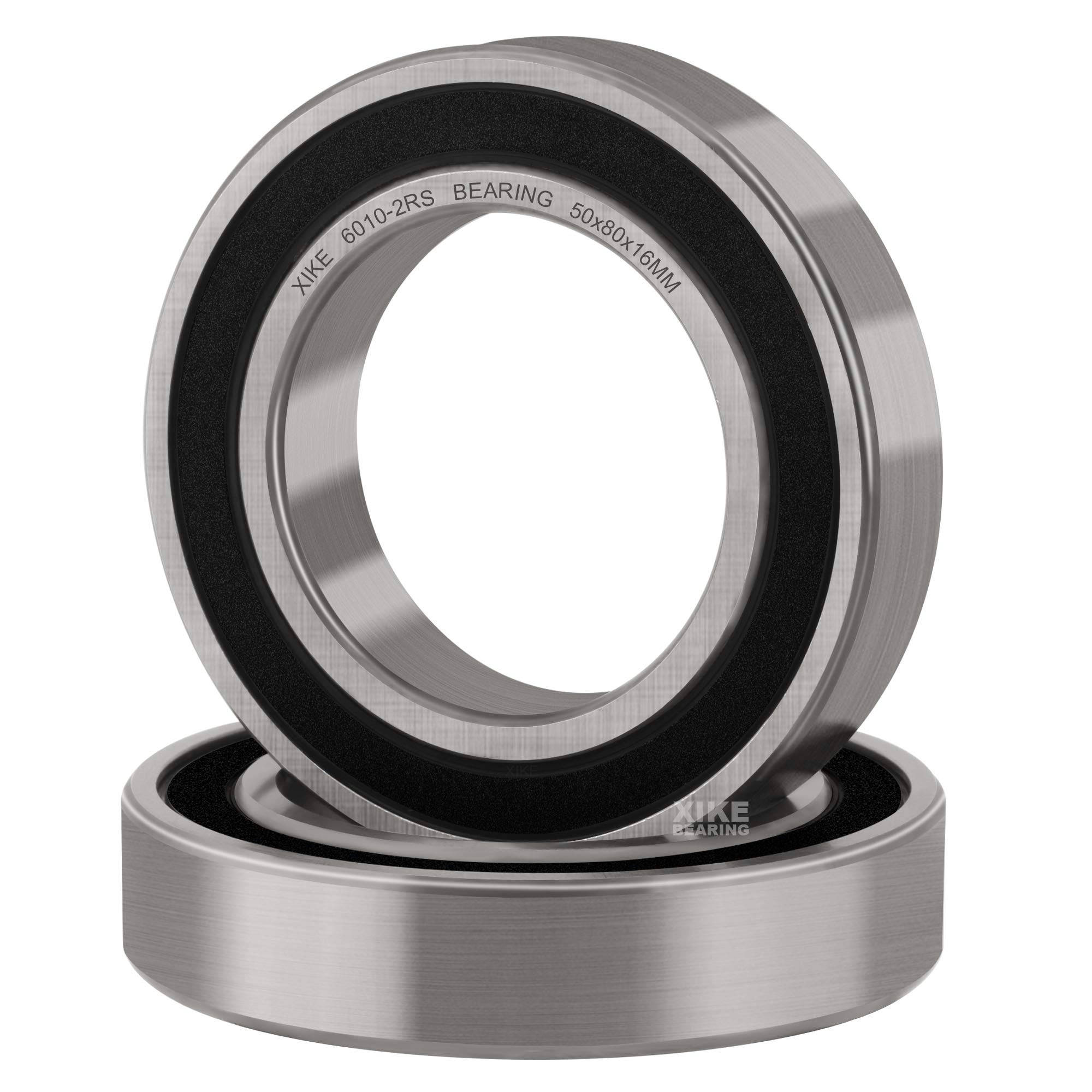 XIKE 2 pcs 6010-2RS Ball Bearings 50x80x16mm Pre-lubricated and Bearing Steel and Double Rubber Seals, 6010RS Deep Groove Ball Bearing with Shields