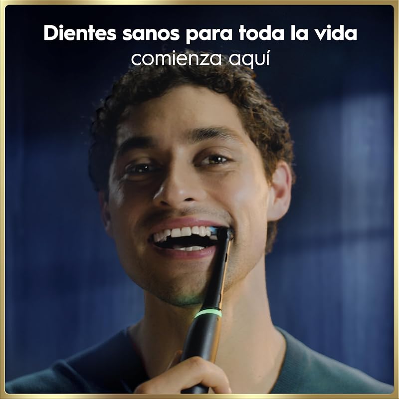Escova de dentes elétrica preta oral-b io 9, 3 cabeças de escova, 1 estojo carregador de viagem, projetado por braun