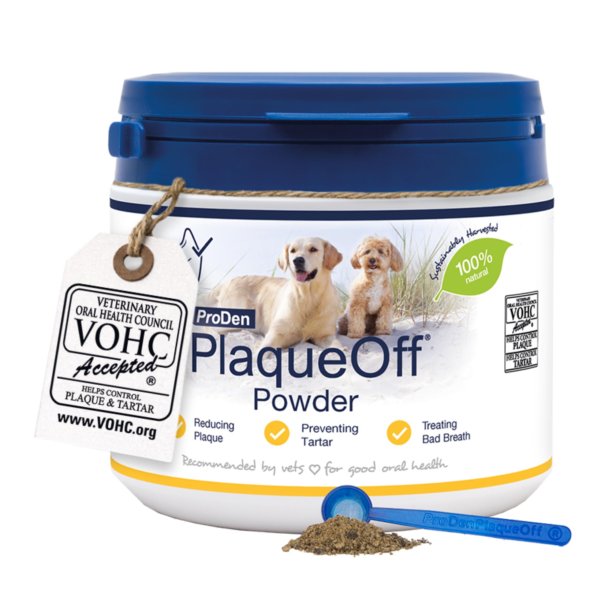 ProDen PlaqueOff Powder for Dogs & Cats, Tartar & Bad Breath Remover with 100% Natural Teeth Cleaner and Plaque Remover 420 g