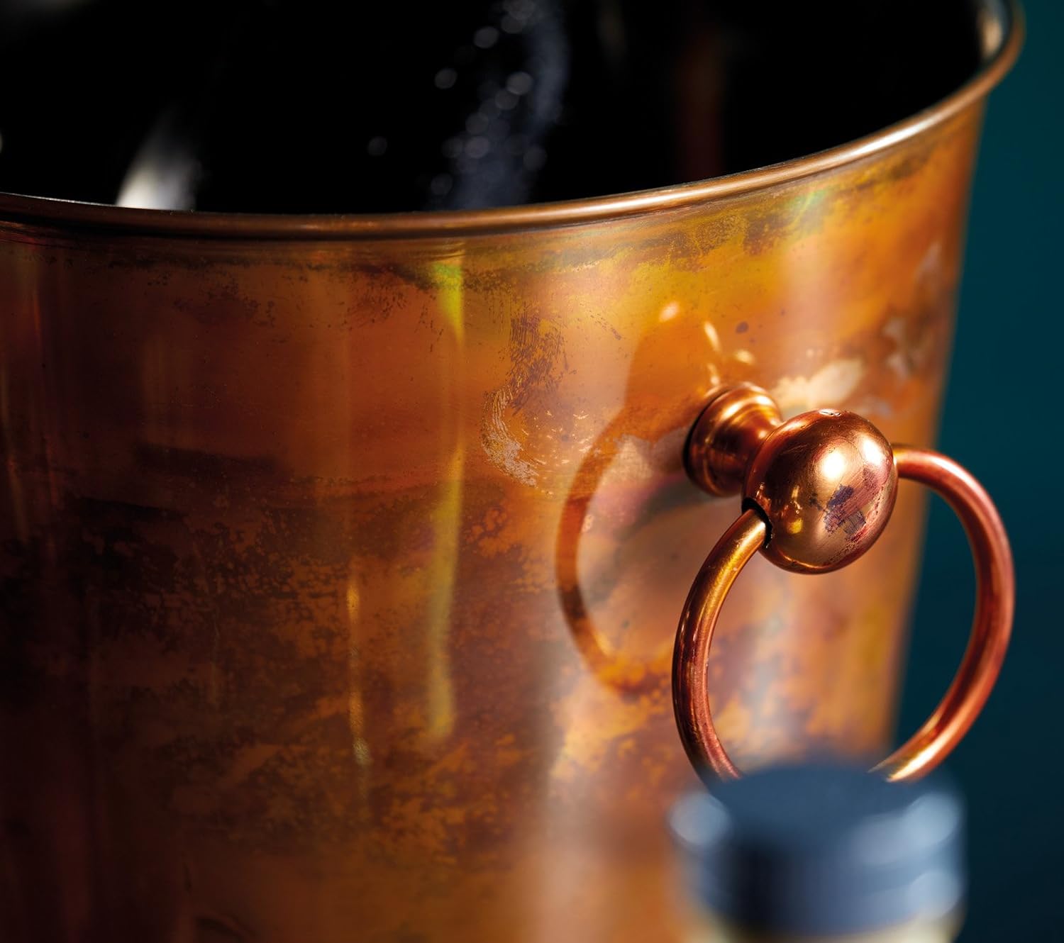 BarCraft BCCHAMIRIDCOP Luxury Stainless Steel Wine / Champagne Cooler Bucket, 24 x 20.5 x 23 cm (9.5" x 8" x 9") - Copper Finish - Image 4