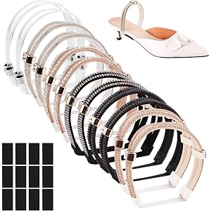 6 Pairs Rhinestone Elastic High Heel Shoe Straps Set,Detachable Heel Straps for Loose Heels,Anti-Slip Heels Retainer Band wit