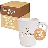 Pavilion Godmother Coffee Mug - Stoneware Coffee Cups for Aunts - Ideal for Daily Use with "Godmother" Text Design - Microwave & Dishwasher Compatible - Cream, 15 oz