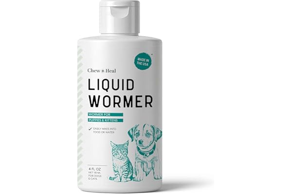 Dog and Cat Wormer Liquid - 4 oz Stop the Worms for Small Dogs, Puppies and Kittens