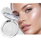 Pearl White Silver Face Highlighter Makeup, Soft Moonlight Shimmer Icy Glow Cream Nose Highlighter Palette, Glitter Sparkly Diamond High-Pigment Blendable Waterproof Face, Eye &amp; Body Highlighter