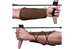 Valhalla Gear, Archery Bracer with Elastic, Forearm Protector for Bow Shooting Practice, Armband, Wrist Guard, Cosplay, Adjustable Buckle Straps, Full Grain Leather, Handmade, Bourbon Brown