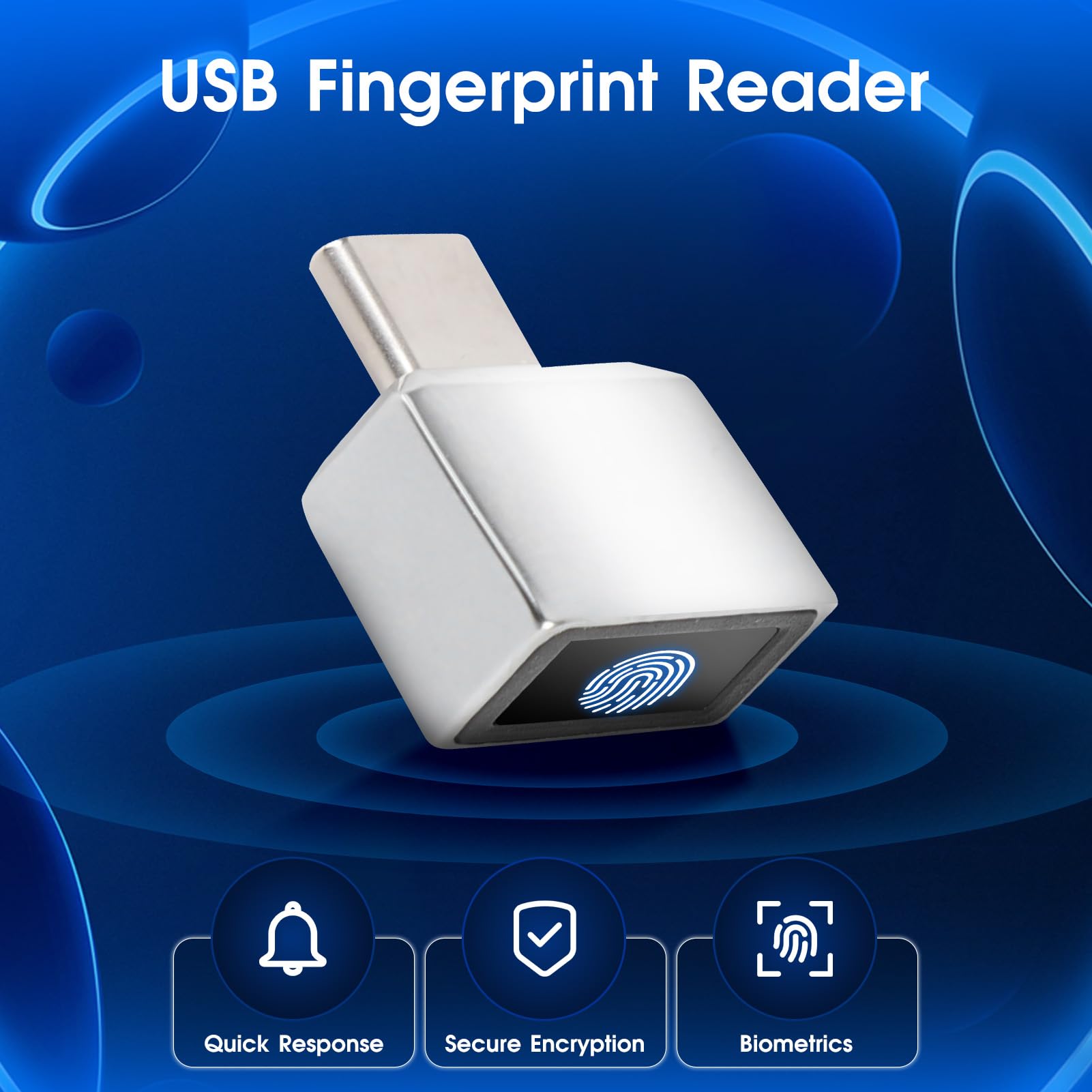 USB-C Fingerprint Reader Biometric Scanner Hello Plug and Play USB Type-C Fingerprint ID Device Compatible 11 10 PC Laptop Fast Secure Login Authentication