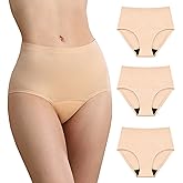 IRISMORII Washable Incontinence Leak Proof Underwear for Women Absorbent Panties Protective Briefs Postpartum 3 Pack (Beige 3X)
