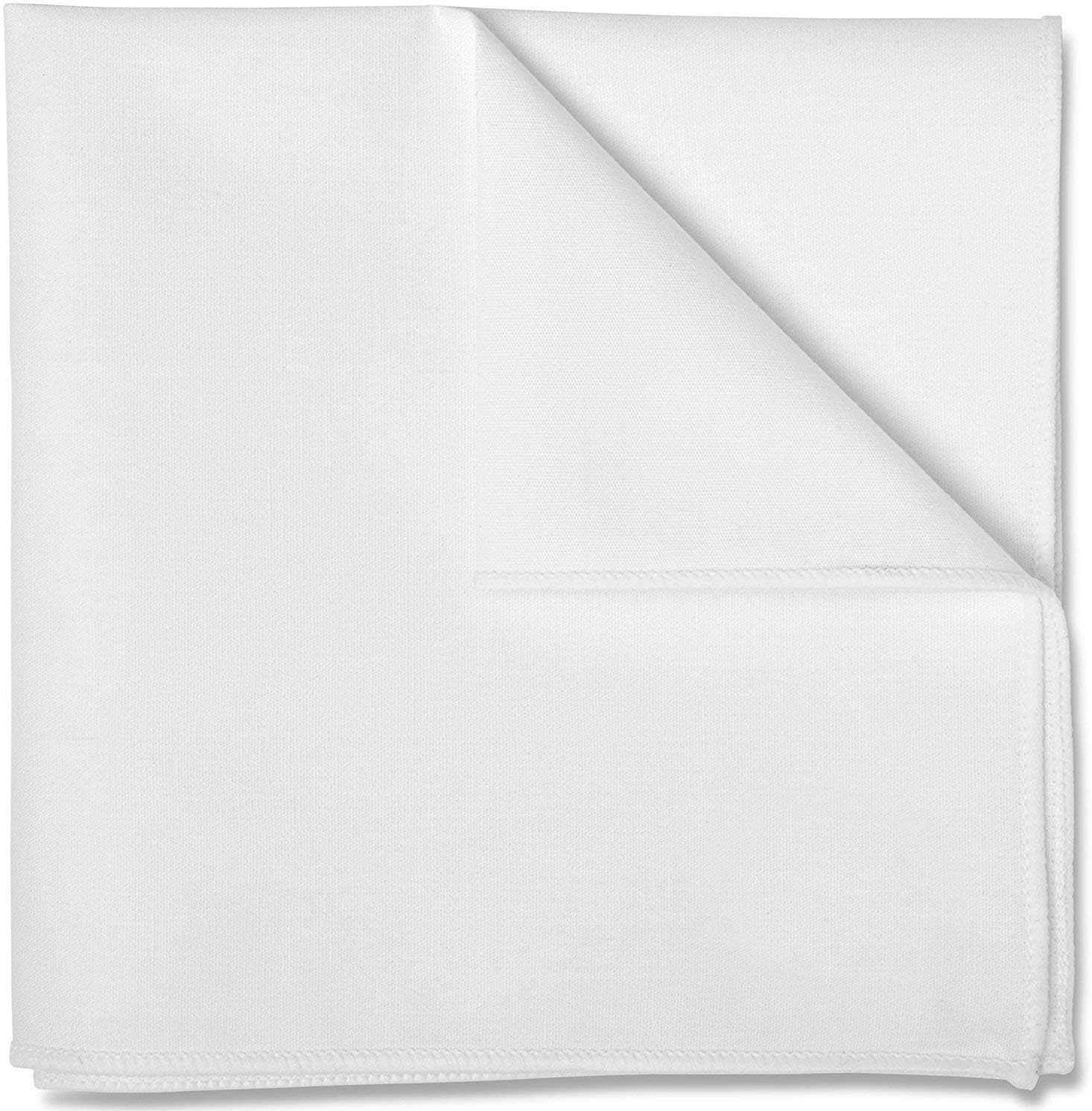 100% White Cotton Pocket Square 10 x 10 Inches by Puentes Denver