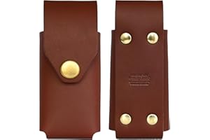 American Bench Craft Leather Multitool Sheath & Knife Case fits Gerber Diesel and MP600 - Riveted Leather Sheath/Holster with Brass Snap - Brown