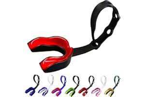 Oral Mart Strapped Mouth Guard for Football, Lacrosse, Ice Hockey, Taekwondo (USA Flag, Fangs, 15+ Colors to Choose from) - Sports Mouthguard with Fixed Strap (Strapped, Youth or Adult)