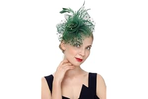 fghuim Women's Organza Church Kentucky Derby British Bridal Tea Party Wedding Hat Feather Hair Clip Fascinators Hat