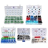 Luumtee 5 Sets Car A/C Repair Kits for R12 &amp; R134a Systems (510PCS) | Including 270pcs O-Rings,102PCS Valve Cores,77pcs AC Dust Caps,16pcs AC Fuel Line Disconnect Tools,45pcs Seal Washers