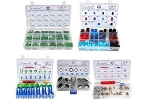 5 Set Car A/C Repair Kit,270pcs O-Ring Seals Kit+102PCS A/C Valve Core Kit+77pcs Charging Port Dust Caps+16pcs AC Fuel Line D