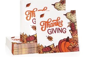 Homlouue 100 Pcs Thanksgiving Paper Napkins, Fall Pumpkin Dinner Napkins, Thanksgiving Napkins Disposable, Thanksgiving Paper Towels Napkins Decorative for Bathroom Party Supplies Decorations