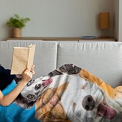 Ambesonne Dogs Throw Blanket, Funny Whimsical and
