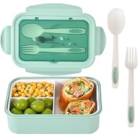 UPTRUST Bento Lunch Box — 3 Compartment Leak-Proof Container For Kids & Adults, Microwave & Dishwasher Safe
