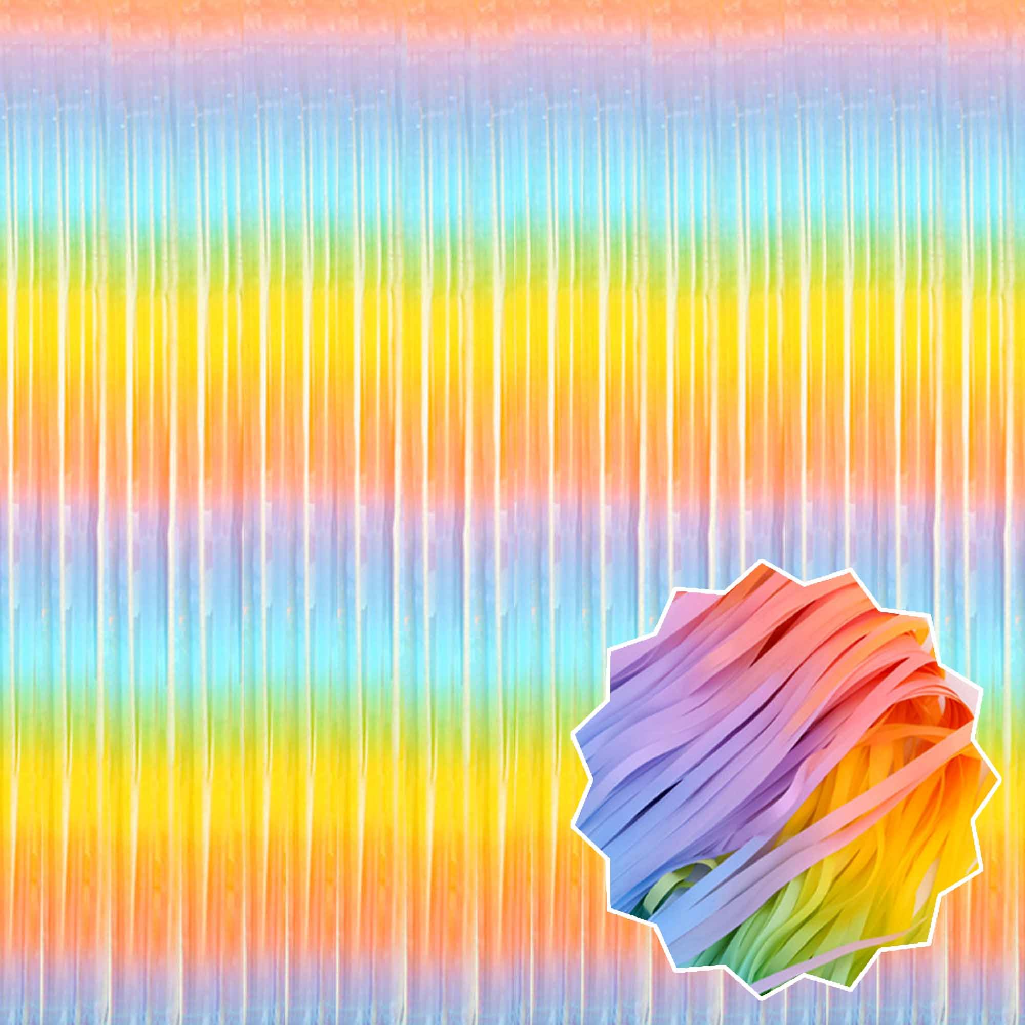 6 Pack 3.28x9.8 Ft Light Rainbow Foil Fringe