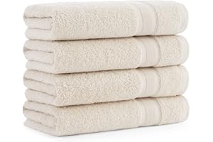 Aston & Arden Solid Turkish Hand Towels - Set of 4 - Extra Soft & Plush with Finest Long-Staple Aegean Cotton, 600 GSM, Luxury Towel for Spa, Hotel, and Bathroom, 18 x 32, Wheat Beige