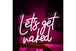 ALKKIGN Let's Get Naked Neon Sign Dimmable Pink Neon Light for Wall Decor Powered by USB Words LED Lights for Bedroom Girls Gift Thanksgiving, Christmas(15.7"x11.8")
