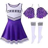 Hotfiary Cheerleader Outfit for Girls 3 Piece Halloween Cheerleading Outfit Kid Cheer Uniform Party Birthday Gift 3-12 Years