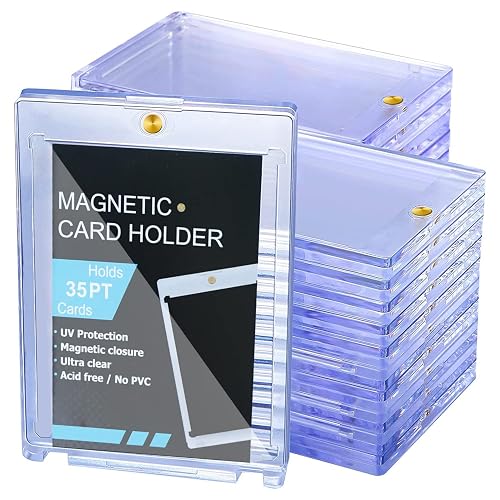 LAODO 10Pcs Agnetic Card Holder, 35PT Clear Trading Card Holder Hard...