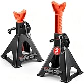 VEVOR Jack Stands, 3 Ton (6,000 lbs) Capacity Car Jack Stands Double Locking, 10.8-16.3 inch Adjustable Height, for Lifting SUV, Pickup Truck, Car and UTV/ATV, Red, 1 Pair