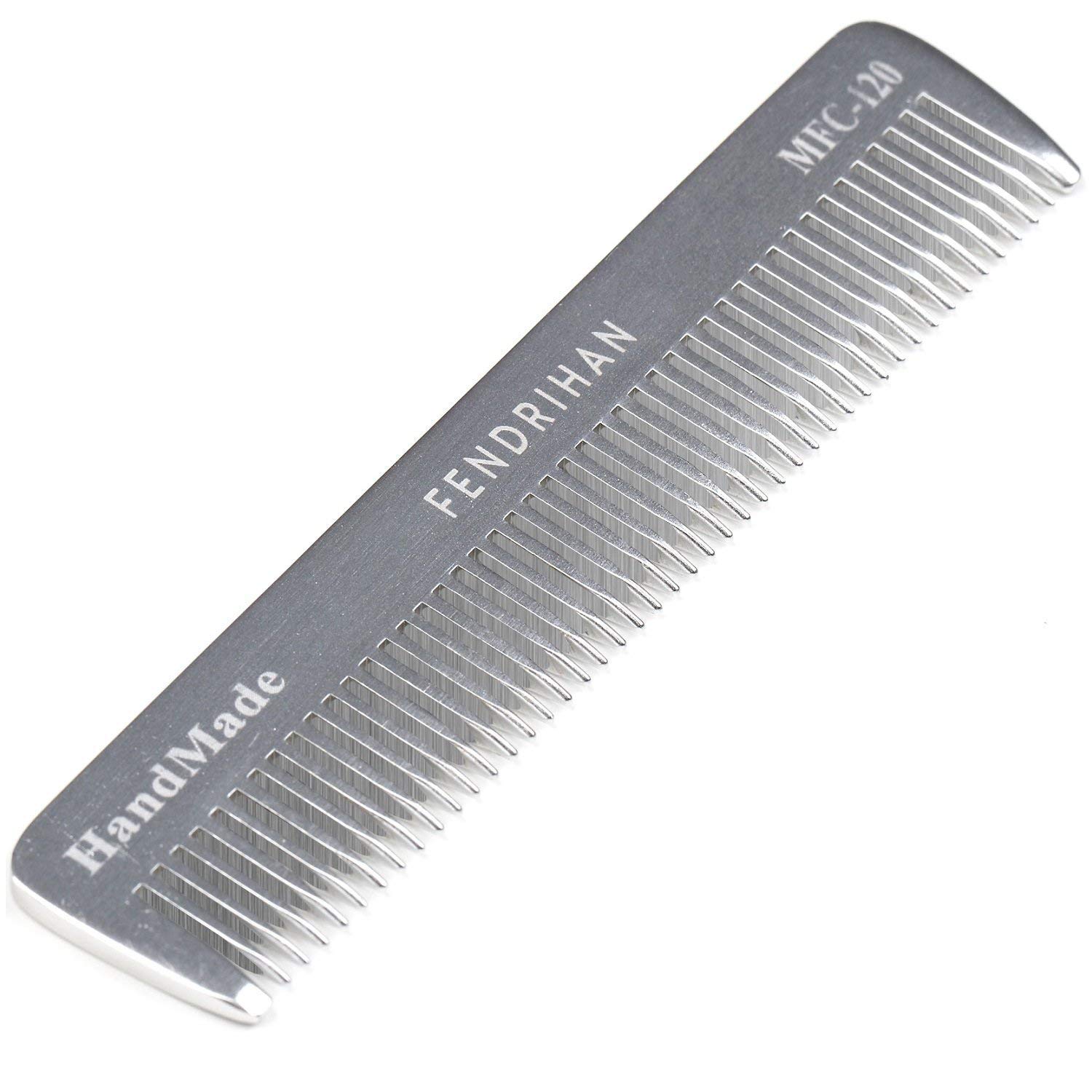 Fendrihan Sturdy Metal Fine Tooth Barber Pocket Grooming Comb (4.6 Inches)