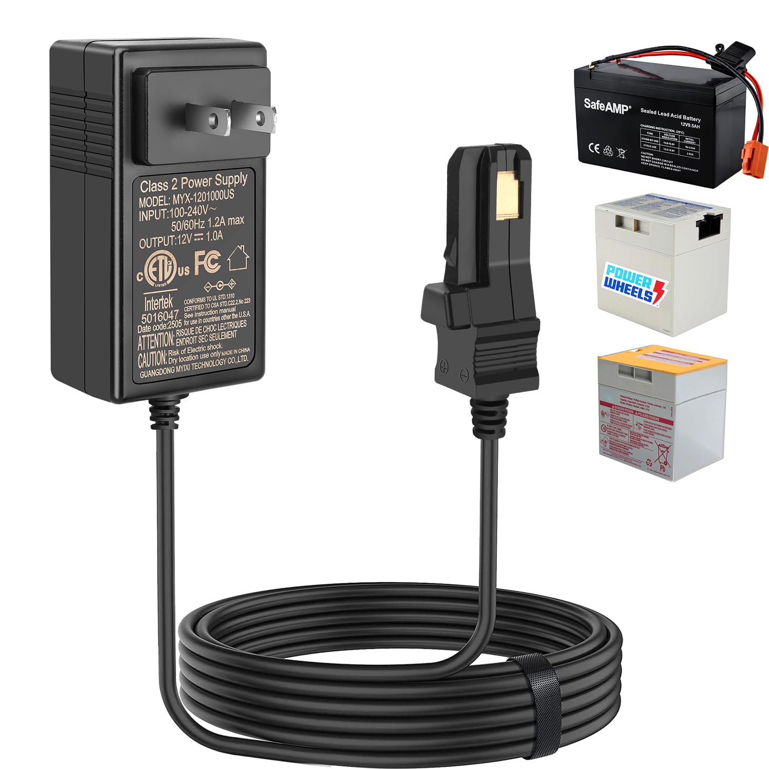 Photo 1 of 12V Battery Charger with 6.6Ft Cable for All Power Wheels 12 Volt Ride-on Toys for Fisher-Price Gray and Orange Top