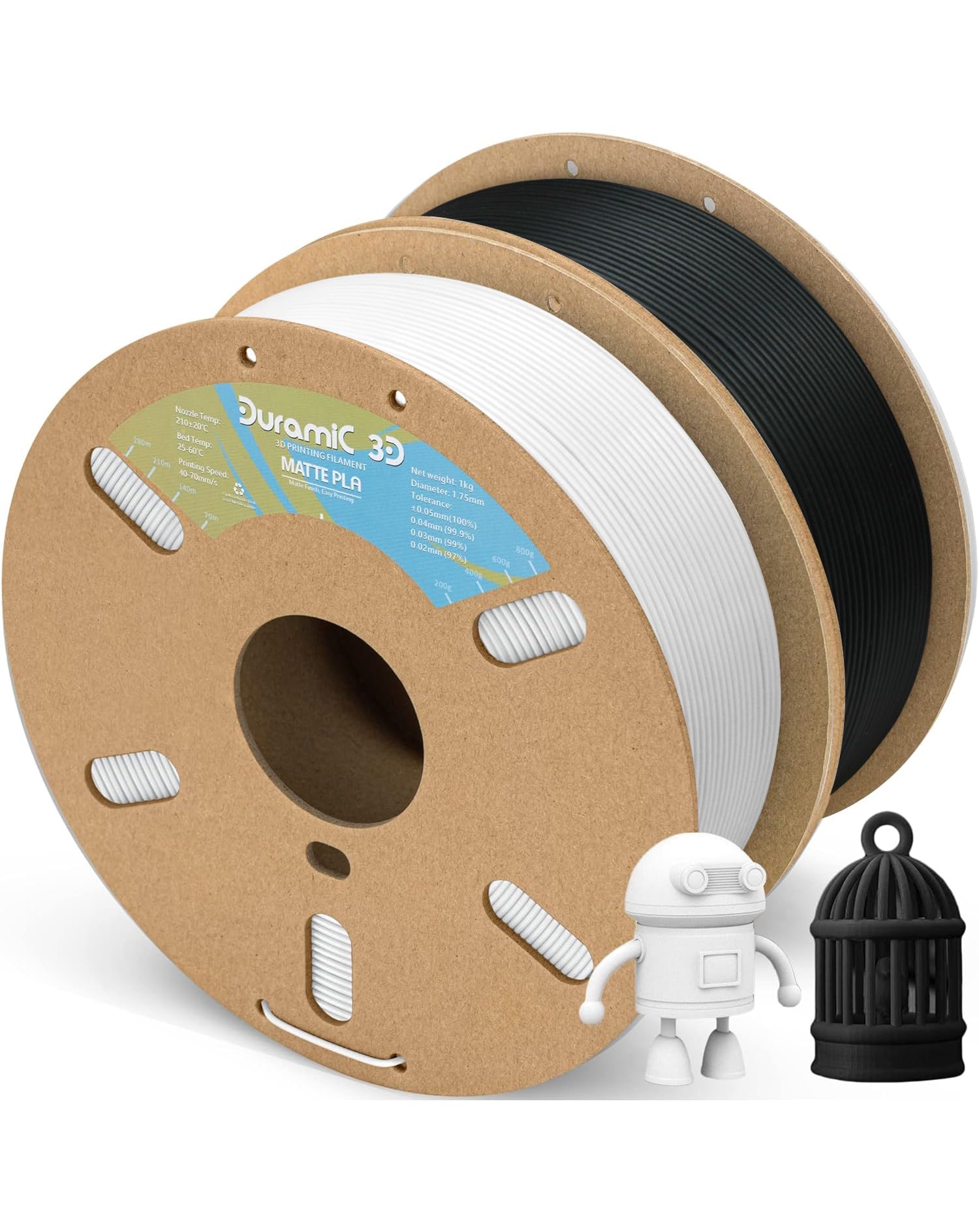 DURAMIC 3D Matte PLA Filament 1.75mm Black White 2