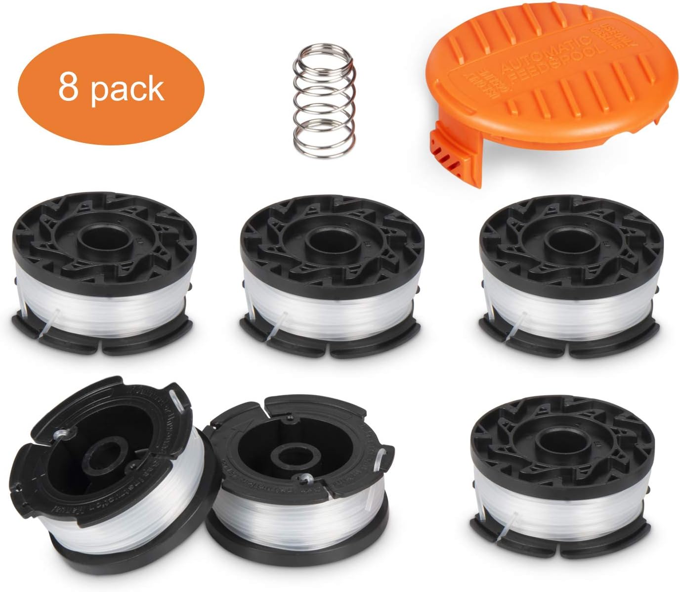 Deyard Trimmer Spool for BLACK + DECKER Autofeed System Replacement Durable AF-100 String Trimmer Edger, 30ft 0.065 inch Line String Trimmer (6 Replacement Spool, 1 Spool Cap, 1 Spring) : Garden & Outdoor