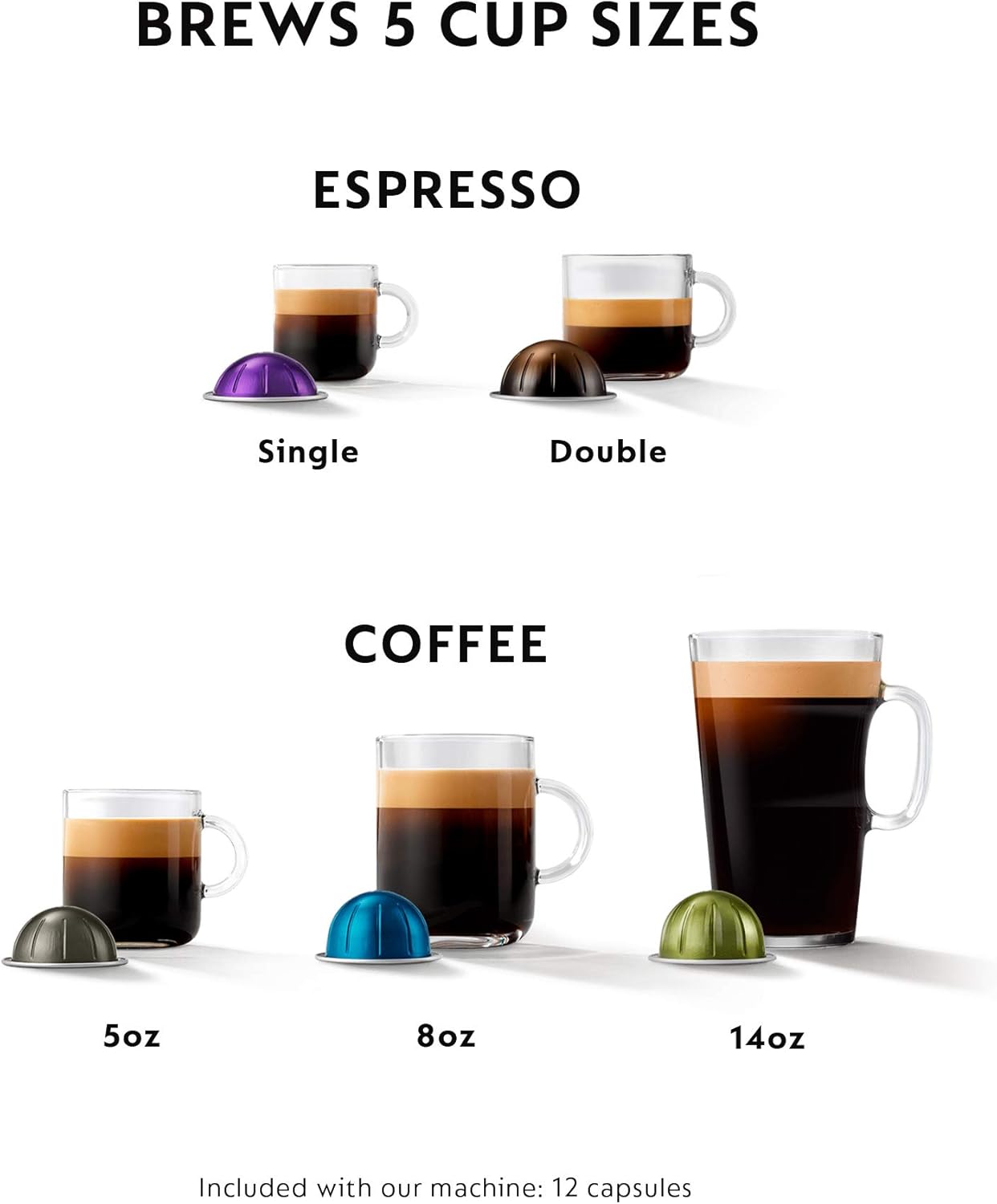 Nespresso Vertuo Coffee and Espresso Machine Bundle with Aeroccino Milk Frother by De'Longhi Graphite Metal: Kitchen & Dining