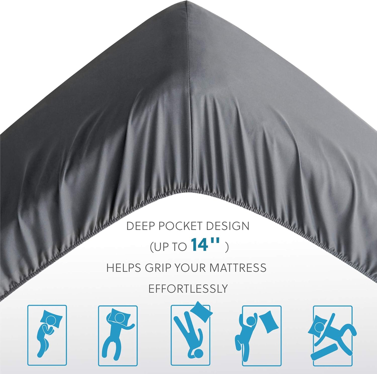 Bedsure Fitted Sheet Queen Grey - Queen Fitted Sheet Only for Mattress Up to 14 inches, Extra Soft Brushed Microfiber, Wrinkle & Fade Resistant(Queen, Dark Grey): Home & Kitchen