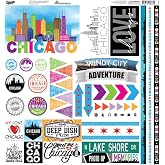 Reminisce Chicago Illinois Windy City 12" x 12" Cardstock Scrapbook Stickers