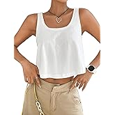 SweatyRocks Women's Casual Sleeveless Scoop Neck Top Basic Solid Loose Fit Crop Tank Top