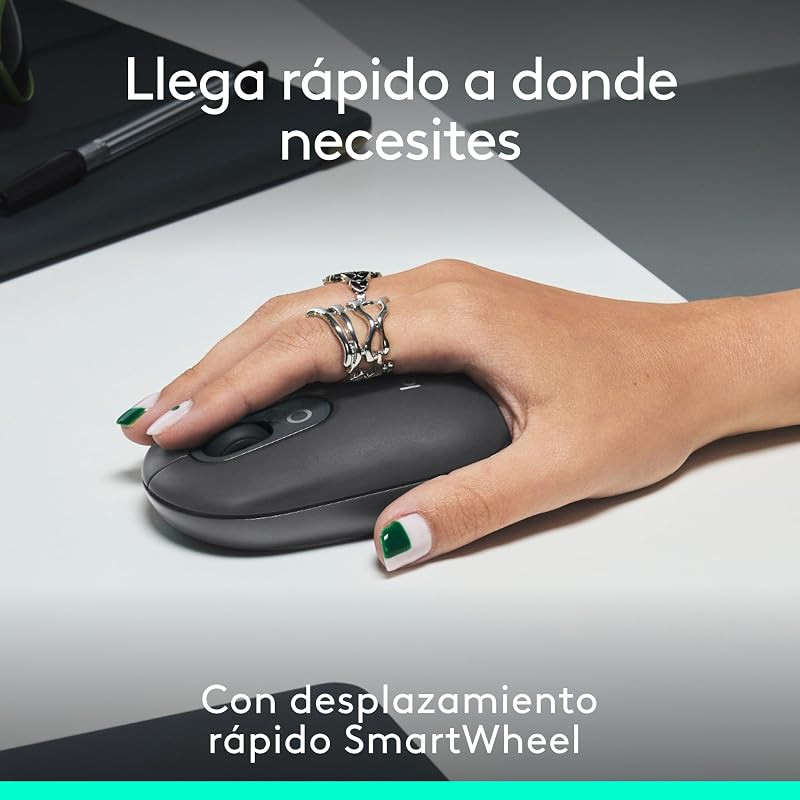 Logitech POP Mouse, mouse Bluetooth sem fio compacto e portátil com botões programáveis e cliques discretos, tecnologia Easy-Switch para alternar até 3 dispositivos, laptop, tablet, PC- Grafite