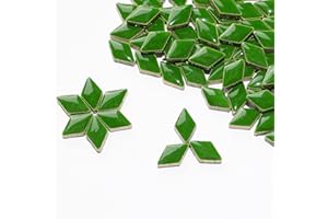 ARTLIFE HOME 100g / 140 Pieces Mosaic Tiles of Assorted Stained Ceramic Glass Mosaic Tile Supplies for DIY Crafts,Plates,Picture Frames,Flowerpots,Handmade Jewelry - Diamond 1.6x0.9 * 0.4cm (Green)