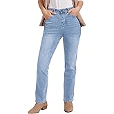 GRAPENT Straight Leg Jeans for Women Trendy High Waisted Classic Stretchy Denim Pants Casual Trouser Jeans with Pockets