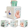 Fun Baby Tissue Box with Stimulating Mirror For Endless Entertainment - Soft Montessori Toy w/ Crinkle Paper & Fabric Tissues - The Perfect Sensory Toy For Newborn/Infant Development From 6-12+ Months