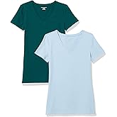 Amazon Essentials Women's Regular-Fit Short-Sleeve T-Shirt (Crewneck and V-Neck Options), Multipacks