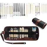 Clay Sculpting Tools, 30Pcs Ceramic Wooden Pottery Carving Tool Set, Pottery Clay Modeling Tool Kit with Portable Bag for Beg