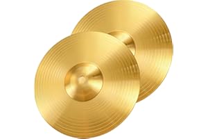 Foraineam 2 Pieces 8-Inch Splash Cymbal Classic Drums Cymbals Percussion Instrument Golden Practice Drum Cymbal for Drum Set