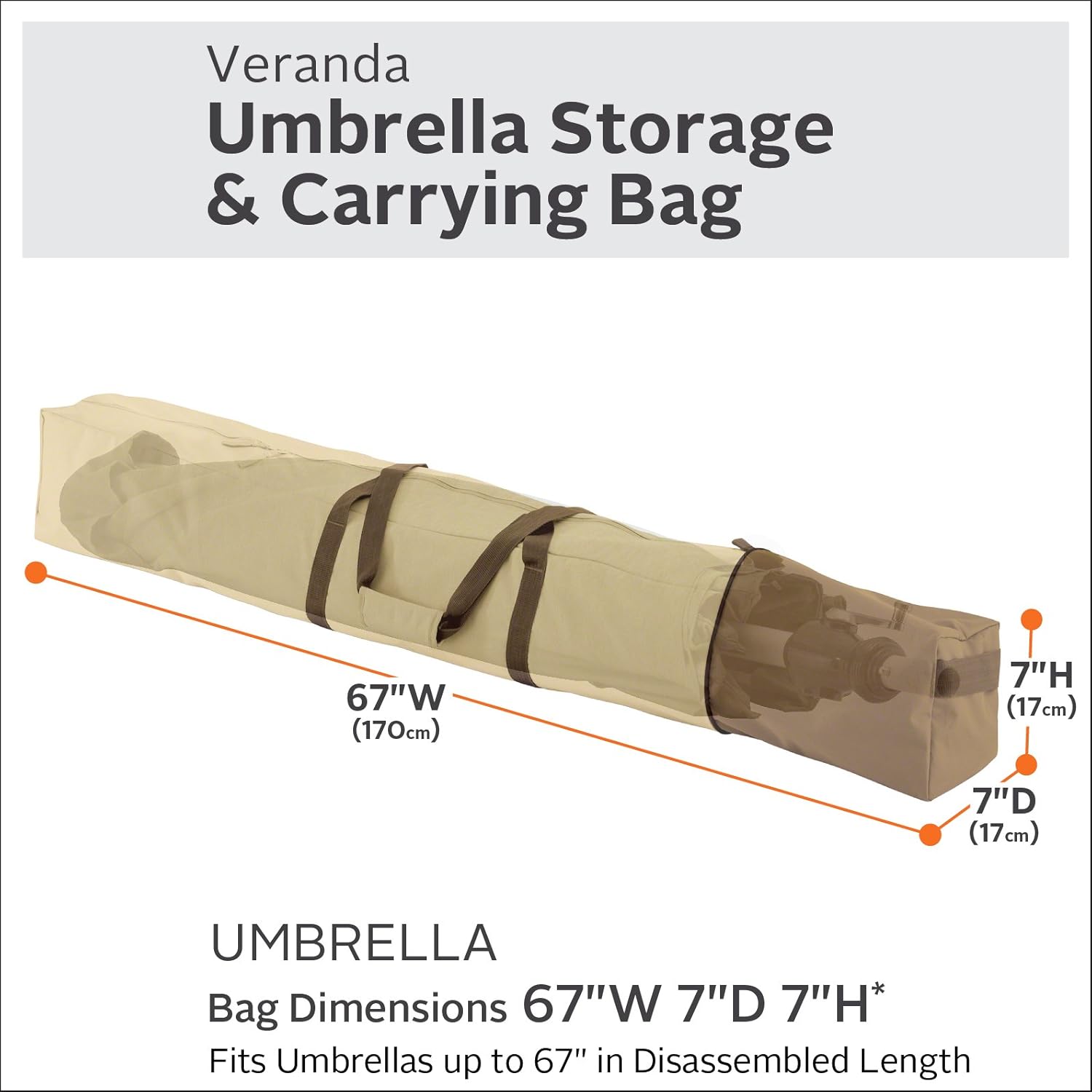 Classic Accessories Veranda Water-Resistant 67 Inch Oversized Patio Umbrella Storage and Carrying Bag : Garden & Outdoor