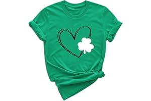Kiosan Women's St Patrick's Day T-Shirt Short Sleeve Round Neck Irish Shamrock Paddy's Day Casual Graphic Tees Tops Blouse