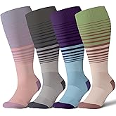 Azalencro Plus Size Compression Socks for Women & Men Wide Calf, 20-30mmhg Knee High Stockings for Pregnancy, Nurse, Travel