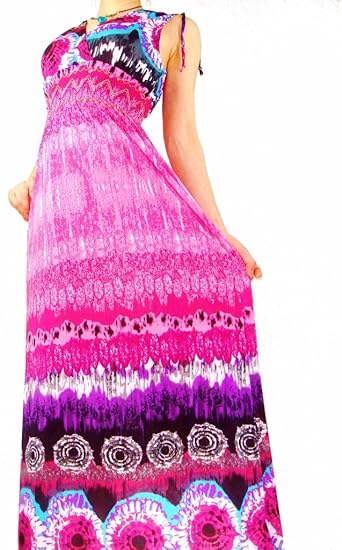 Amazon レッドｘ藍染風エスニックロングワンピ ワンピース チュニック 通販