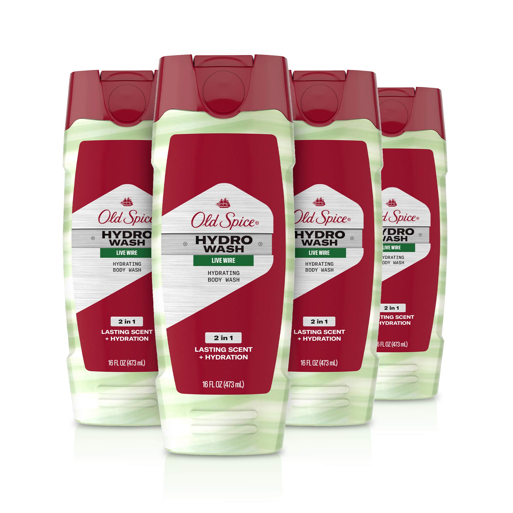 Old Spice Hydro Body Wash Hardest Working Collection Live Wire, 16.0 oz (Pack Of 4)