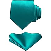 Ties for Men Formal Ties with Pocket Square Set Classic Solid Color Mens Tie Handkerchiefs Satin Silk Neckties in Box