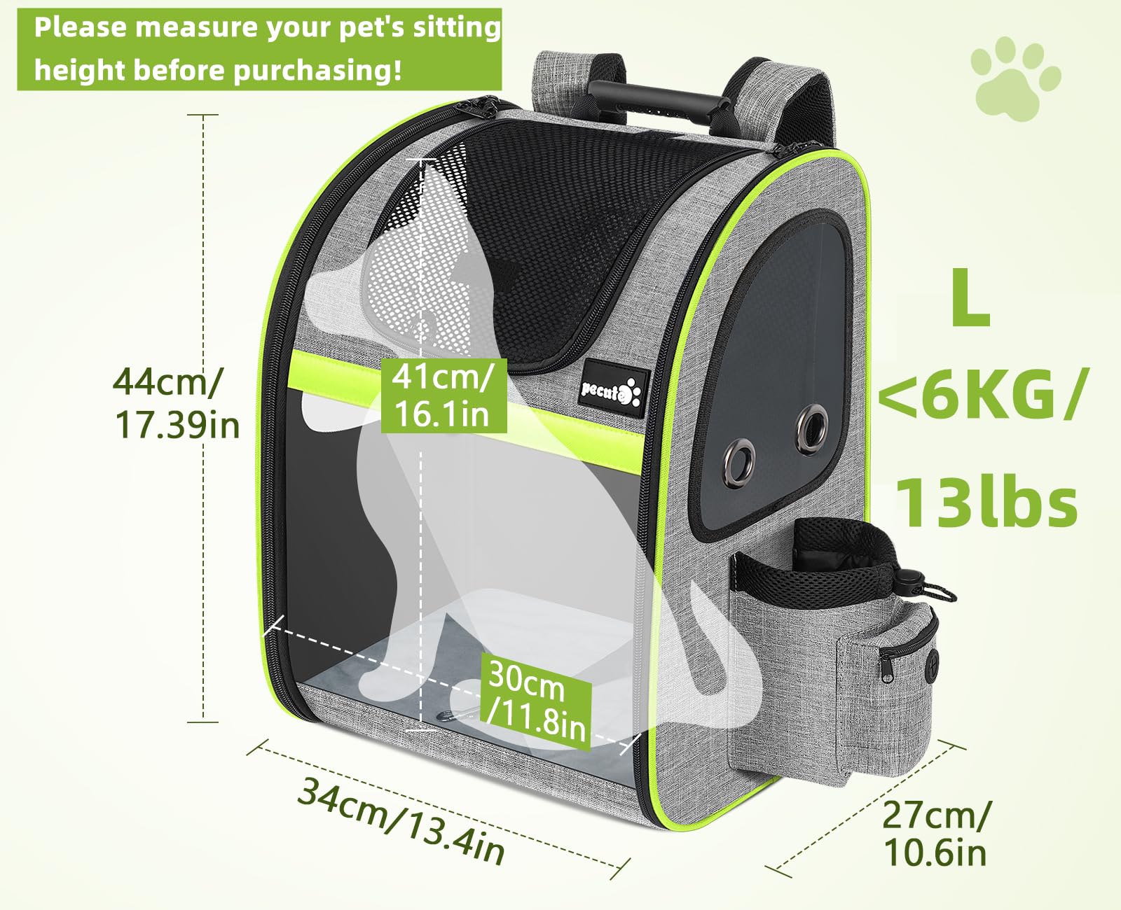 Pet Carrier Backpack, Cat Backpack Carrier, Expandable with Breathable Mesh for Small Dogs Cats Puppies, Dog Backpack Carrier for Hiking Travel Camping Outdoor