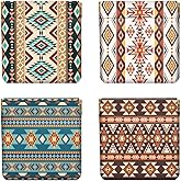 Peacoblue 4Pcs Small Leather Squeeze Coin Purse for Women-Bohemian and Aztec Pattern Waterproof & Durable Snap Closure Change Pouch Mini Money Wallet Bag for Adult Teen Girls Best Gift