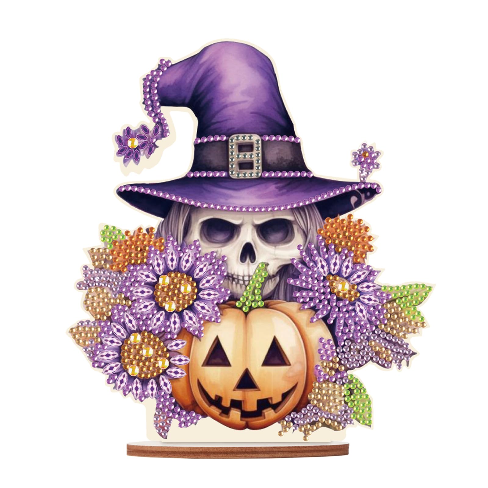 DCIDBEI DIY Crâne Sorcière en Broderie Diamant Objets de Décoration Diamond Painting Statues Décoratives, Puzzle Diamant Citrouille, BRICOLAGE Cadeaux Halloween Pour les Enfants/Amis/Famille